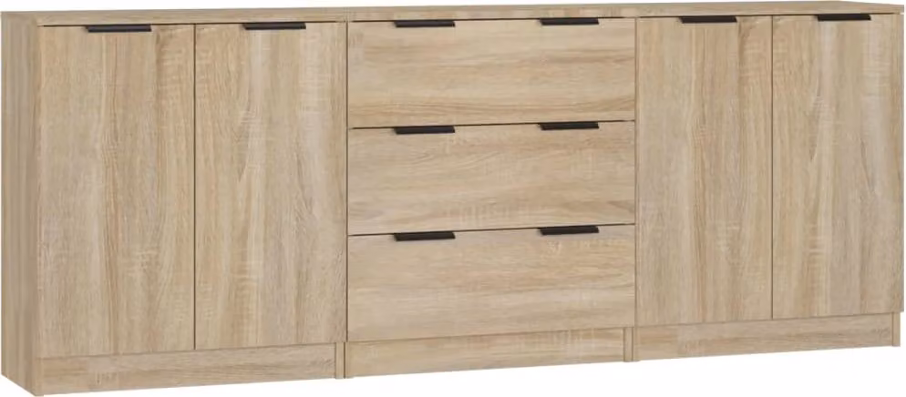Credenze 3 pz Rovere Sonoma in Legno Multistrato