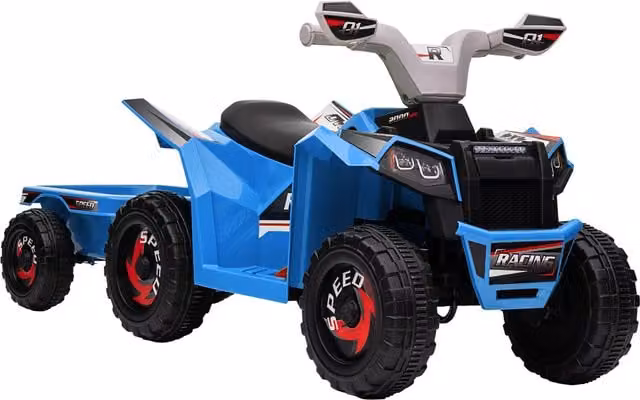 Quad Elettrico HOMCOM per Bambini con Rimorchio, 6V, Blu