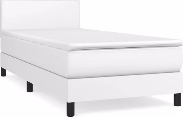 Letto singolo | Letto per adulti | Giroletto a Molle con Materasso Bianco 90x200 cm in Similpelle