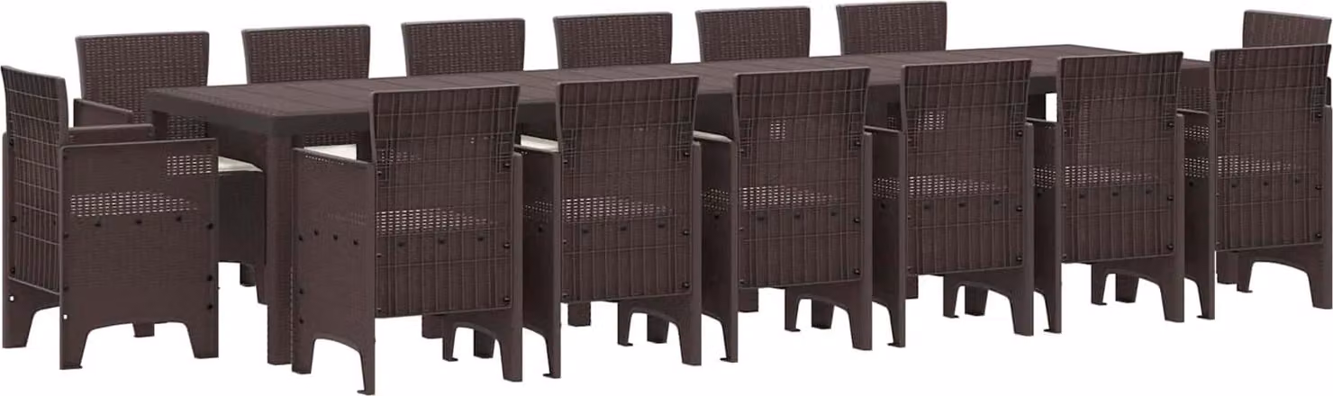 Set da Pranzo per Giardino 15 pcs Marrone Rattan Polt