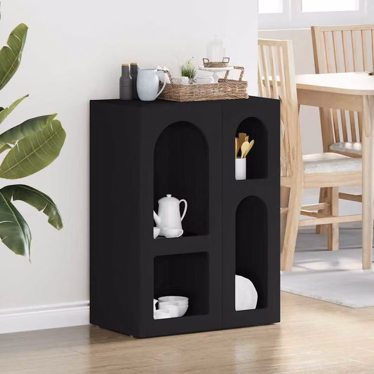 Credenza moderna vidaXL ELST in legno ingegnerizzato nero L: 59 cm, P: 35 cm, H: 80.5 cm