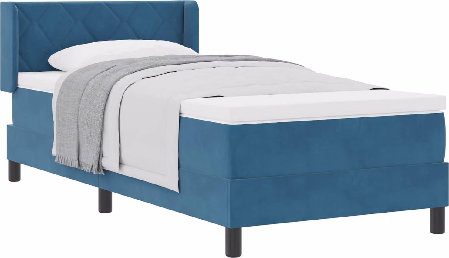 Letto a molle con testiera Blu Scuro 200 x 90 cm Velluto