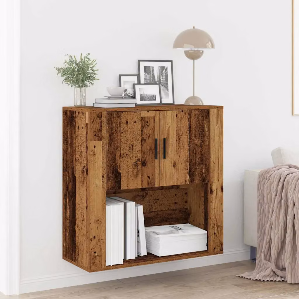 Armadietto a muro vidaXL con scaffale in legno vecchio marrone L 80 cm, P 33 cm, H 80 cm