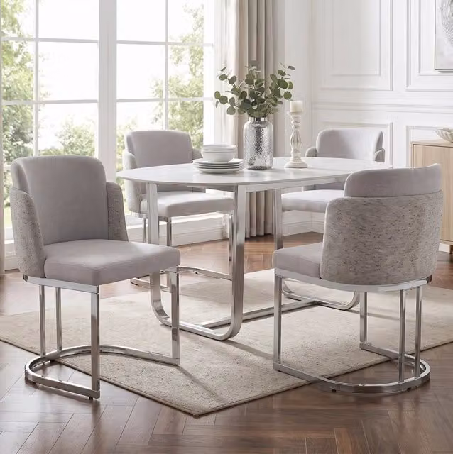 Set di 4 sedie da sala da pranzo 61,5 x 53,5 x 86 cm grigio chiaro