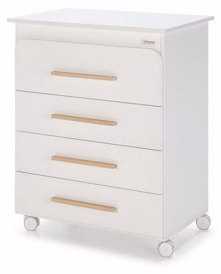 Micuna: Fasciatoio con vasca da bagno, modello Trevi, colore bianco/legno, motivo stelle beige