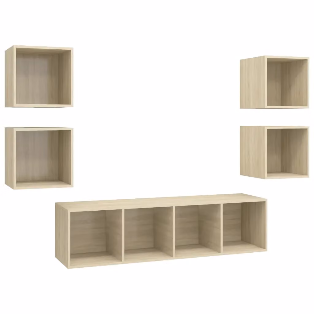 Set di mobili per la zona living da 5 pezzi vidaXL in legno multistrato color rovere, marrone e beige – 2