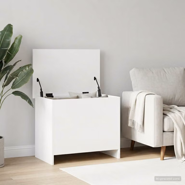 Cassa di stoccaggio moderna vidaXL in legno MDF bianco L 60 cm x P 40 cm x H 50 cm