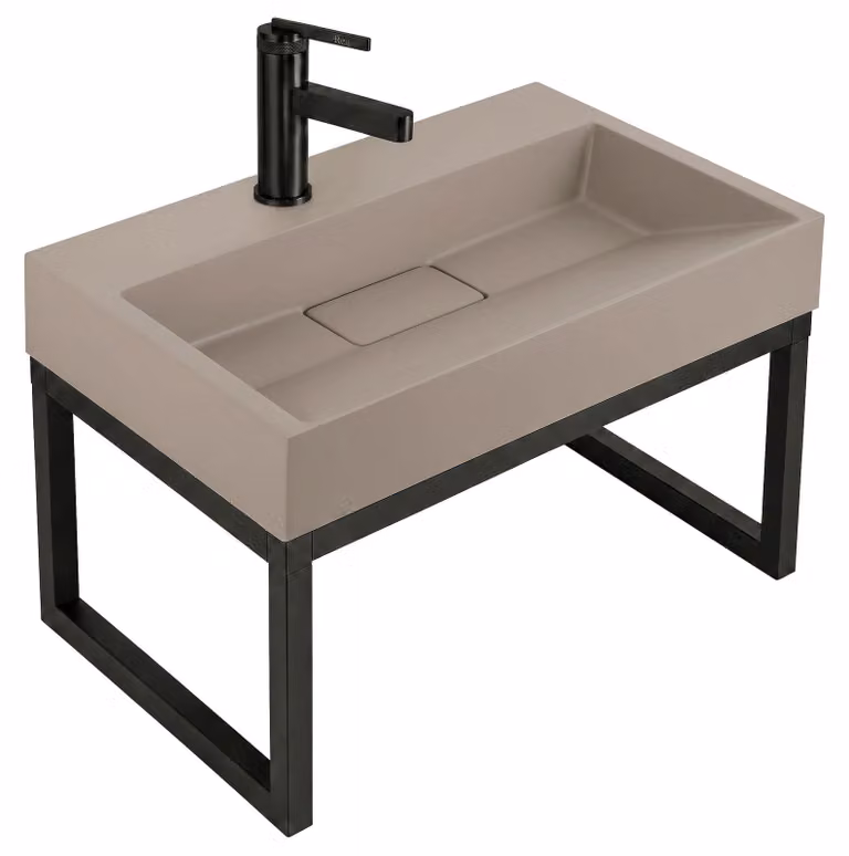 Lavabo in Conglomerato Rea Goya Taupe 60cm + Supporto