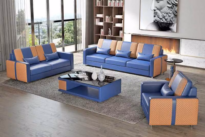Komplette Sofa Sofagarnitur Luxus Couchgarnitur Grau Kunstleder 321