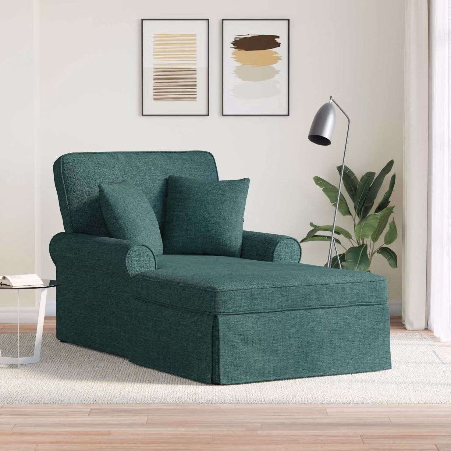 vidaXL Chaise Longe Moderna in Tessuto Verde con 3 Pezzi e Cuscini Inclusi – 1