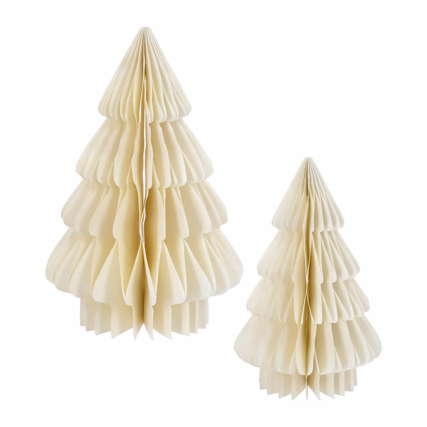 3.05 Abete da montare a nido d'ape - Set di 2 / 30 cm e 20 cm - Abete decorativo in carta - Colore: CREMA