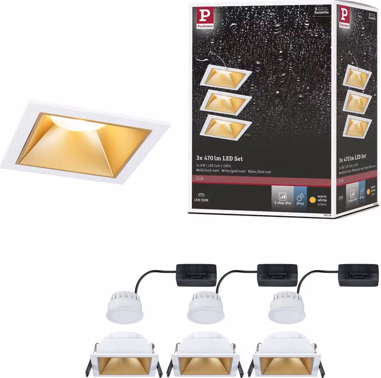 Paulmann Luce da incasso LED Cole set da 3
