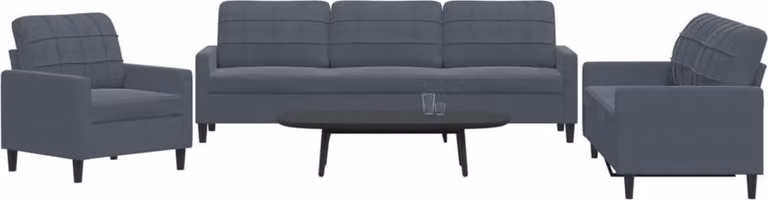 Maison Exclusive - Set divano a 3 pezzi con cuscini in velluto grigio scuro