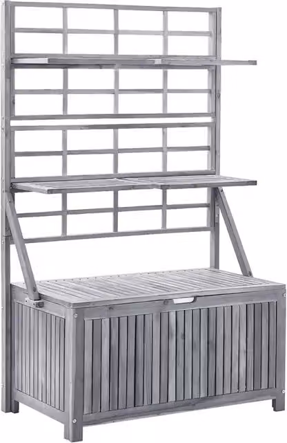 Contenitore con Traliccio Grigio 99x55x160 cm in Legno Acacia CFW6339154