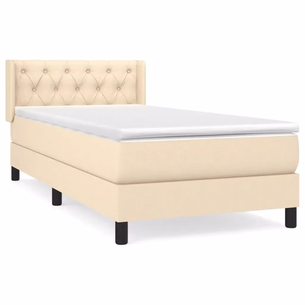 Letto Ibrido vidaXL con Giroletto a Molle e Materasso in Tessuto Beige e Bianco L/P/H: 80 x 200 x 203 cm – 2