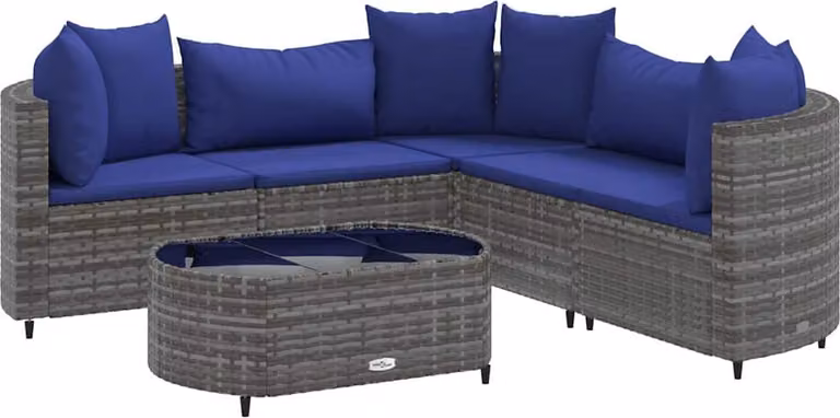 vidaXL Set di divani da giardino a 6 pezzi con cuscini in rattan grigio