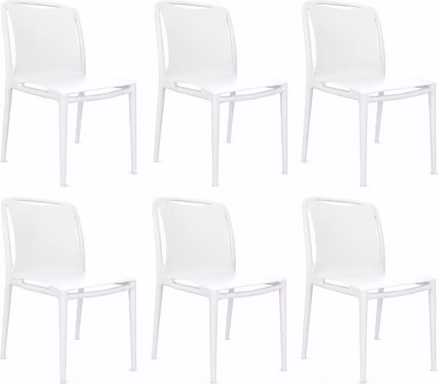 Velair Set 6 Sedie Polipropilene 51 x 52 x 81 cm Impilabili Bianca