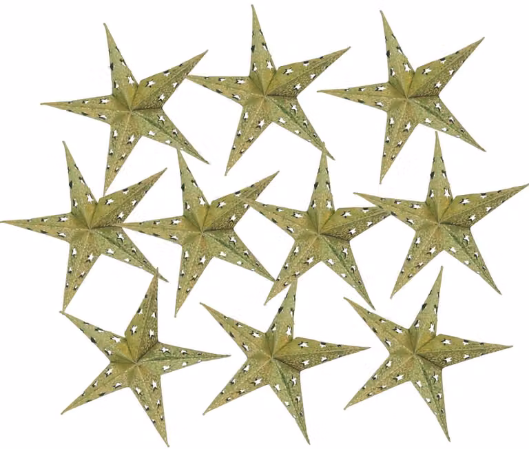 10 stelle di carta, set da 20 cm, pieghevoli, verdi, per decorazioni luminose