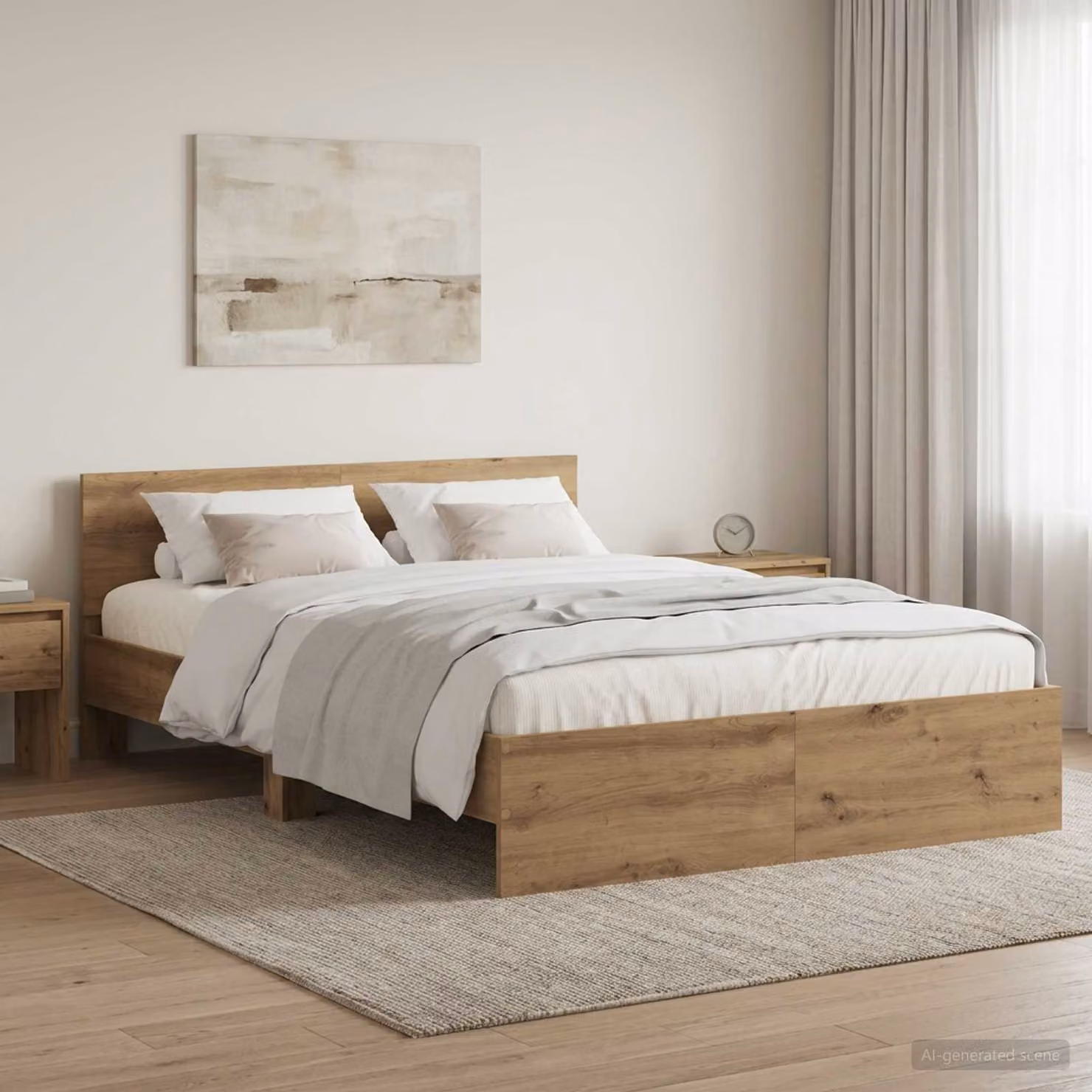 Struttura letto con testata vidaXL in legno Rovere Marrone L: 140 cm, P: 193 cm, H: 70 cm