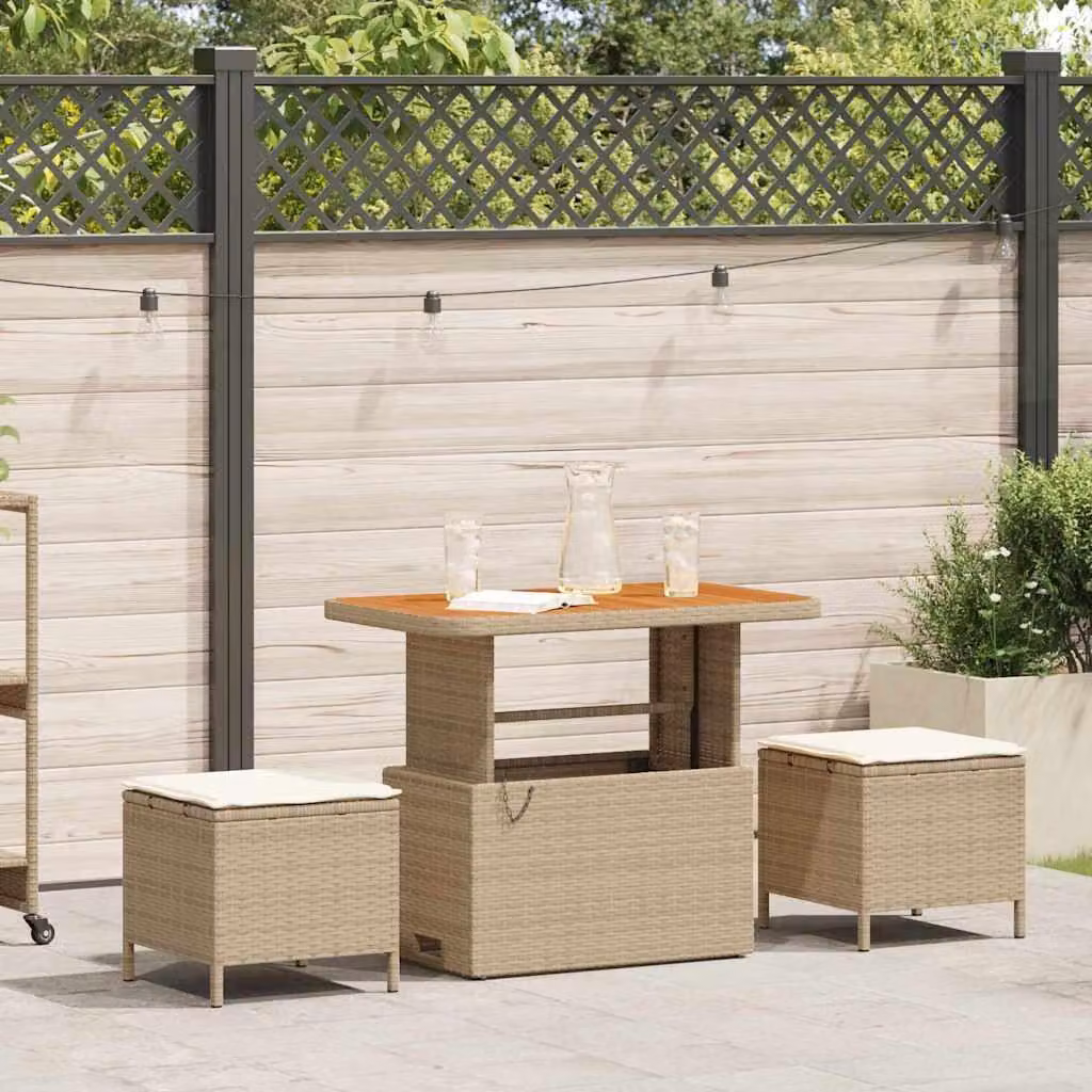 Maison Exclusive - Set da giardino per esterni, composto da 3 pezzi, in rattan sintetico beige