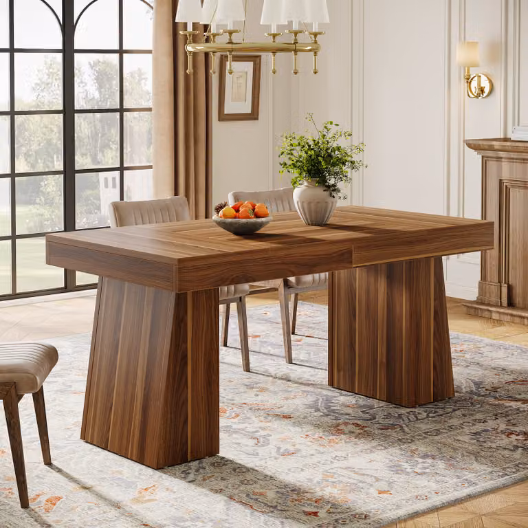 Tavolo da pranzo Tribesigns 140 cm per 4-6 persone, tavolo da pranzo rettangolare con gambe robuste, tavolo da cucina in legno, tavolo da pranzo moderno, marrone