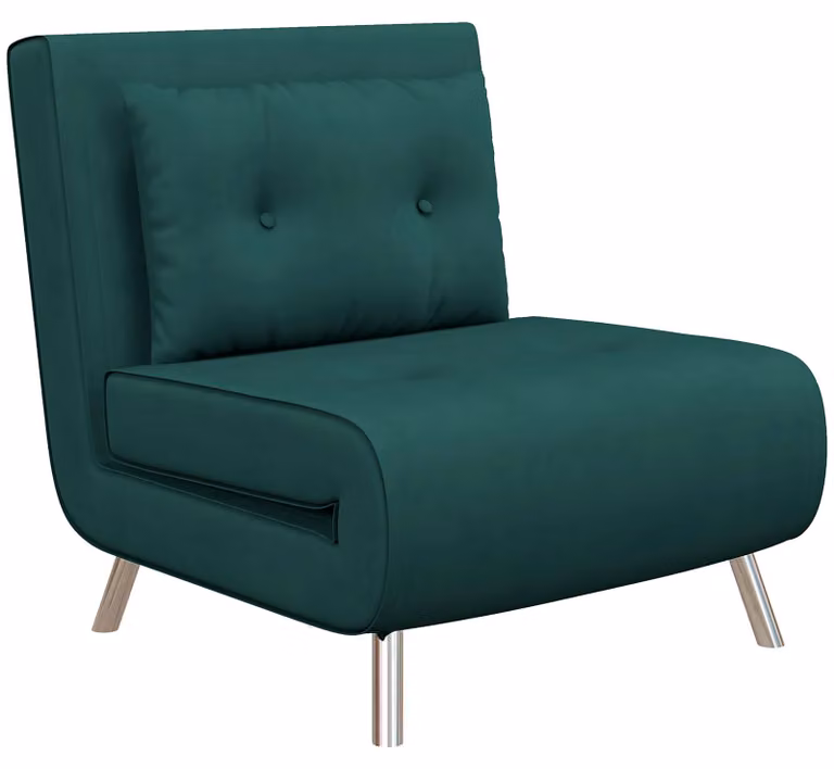 Divano letto pieghevole Moonbite, divano singolo con schienale regolabile in 3 posizioni fino a 180°, poltrona imbottita con aspetto vellutato, in poliestere, color verde scuro