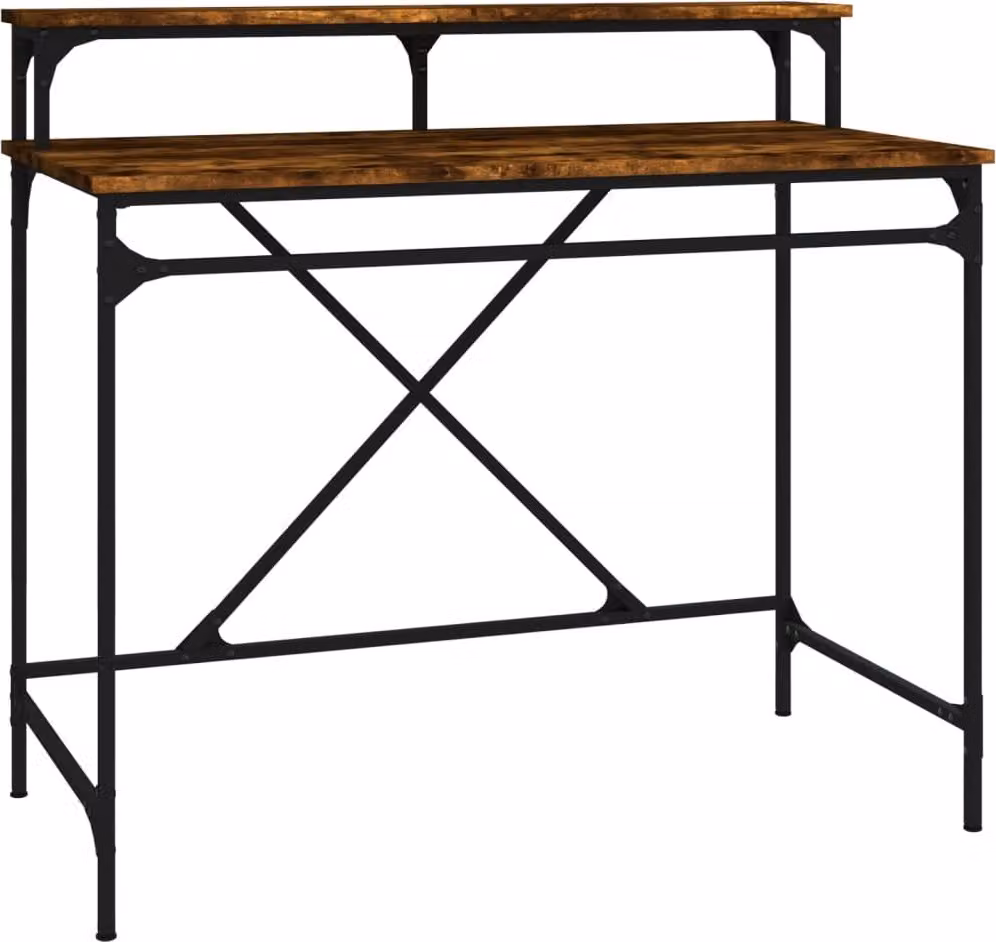 Scrivania Rovere Fumo 100x50x90 cm in Legno Multistrato e Ferro