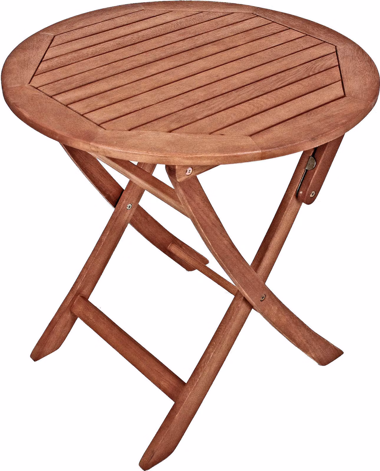 Tavolo rotondo, pieghevole - diametro 70 cm - in legno di eucalipto
