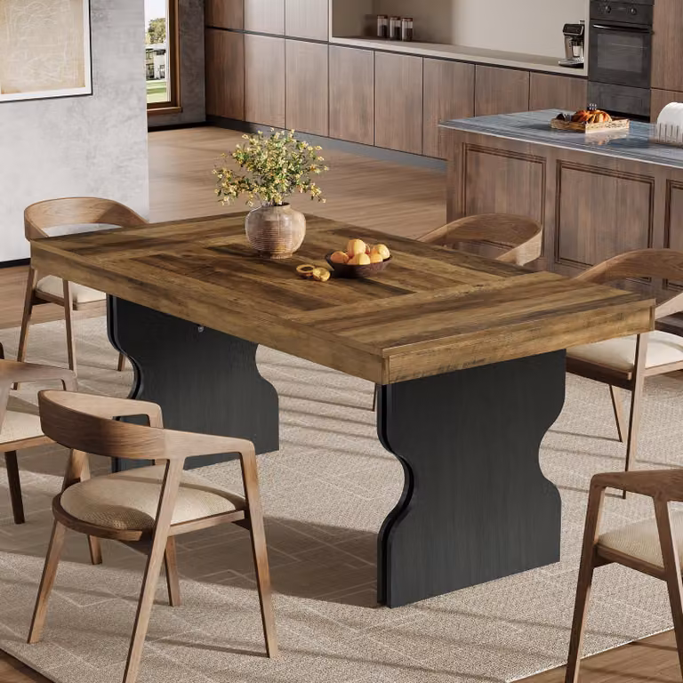 Tribesigns Tavolo da pranzo rettangolare rustico da 160 cm per 4-6 persone, robusto tavolo da cucina in MDF per soggiorno, ufficio, ristorante, uso multiplo