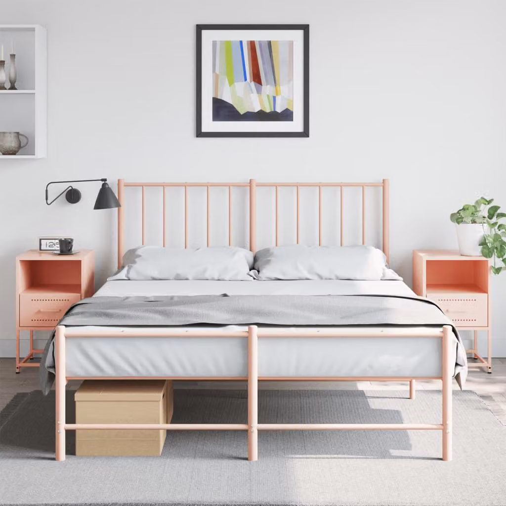 Set di 2 comodini vidaXL in metallo rosa stile industriale L/P/H: 36 x 39 x 60,5 cm