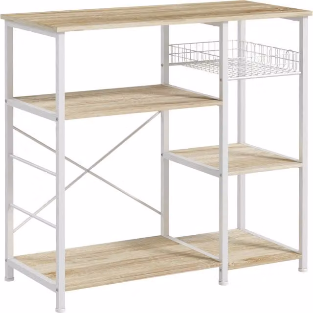Libreria da cucina Minimal con cestino in rovere e bianco, L 90 cm x P 40 cm x H 84,5 cm