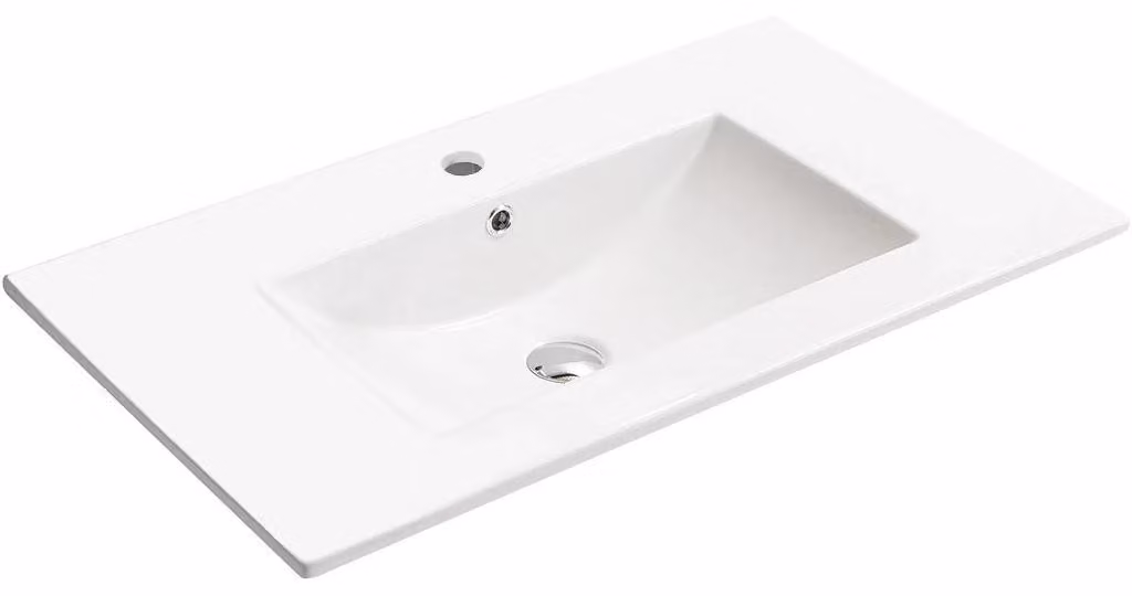 CERANO - Lavabo in Vetroceramica Todo - da incasso - bianco lucido - 81x46,5 cm