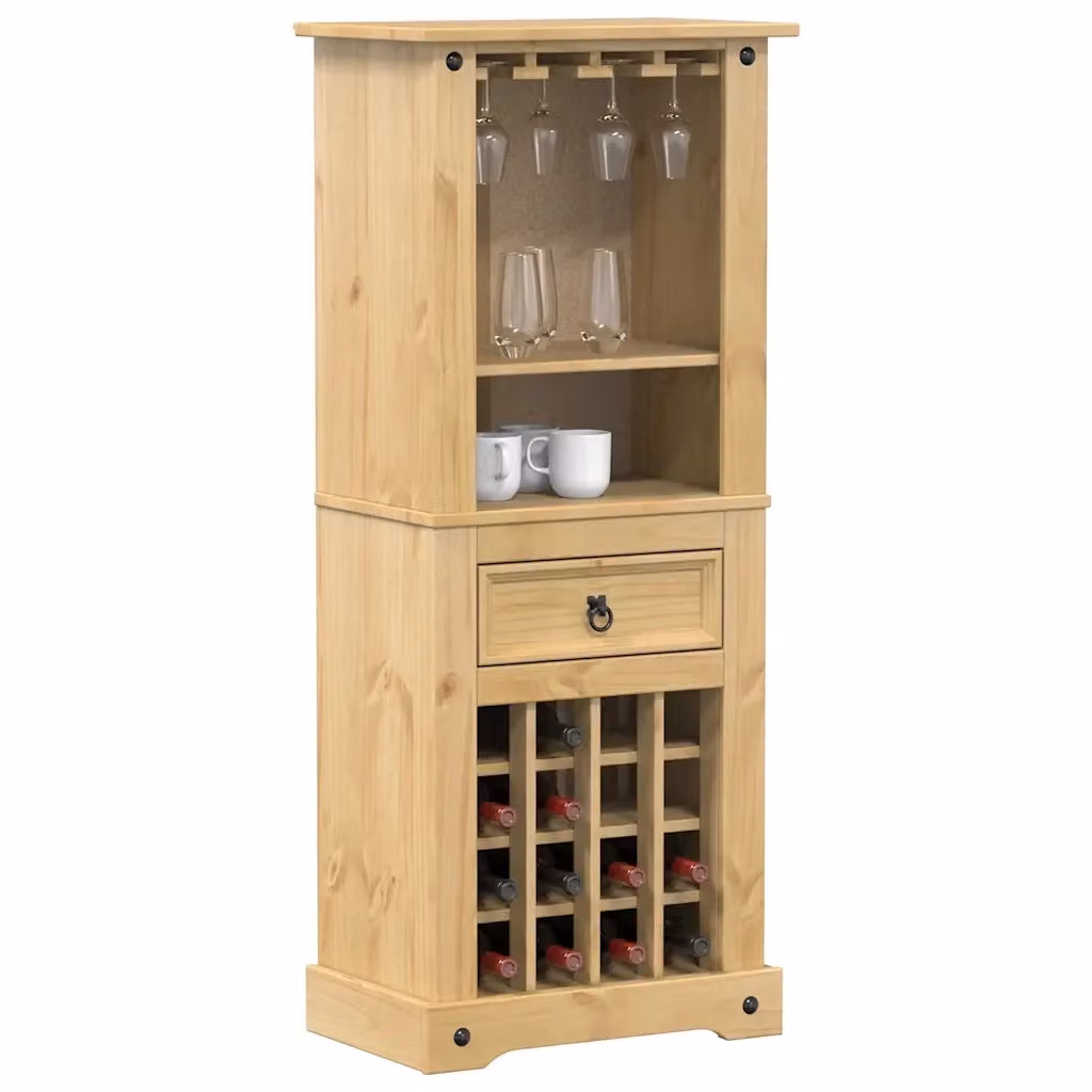 Portabottiglie Vino Corona in Legno Massello di Pino e Metallo, Stile Rustico, Colore Marrone e Beige, L: 56 cm, P: 35 cm, H: 134,5 cm – 2