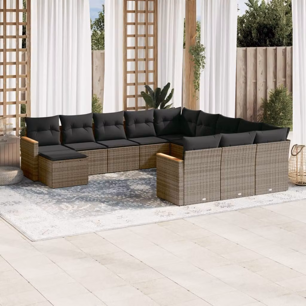 Maison Exclusive - Set Divani da Giardino 12 pz con Cuscini Grigio in Polyrattan