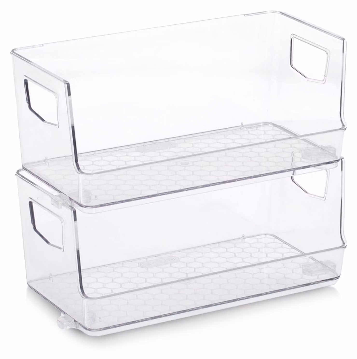 Set di 2 scatole portaoggetti Zeller, impilabili, plastica, 2x25x12x11 cm, trasparenti