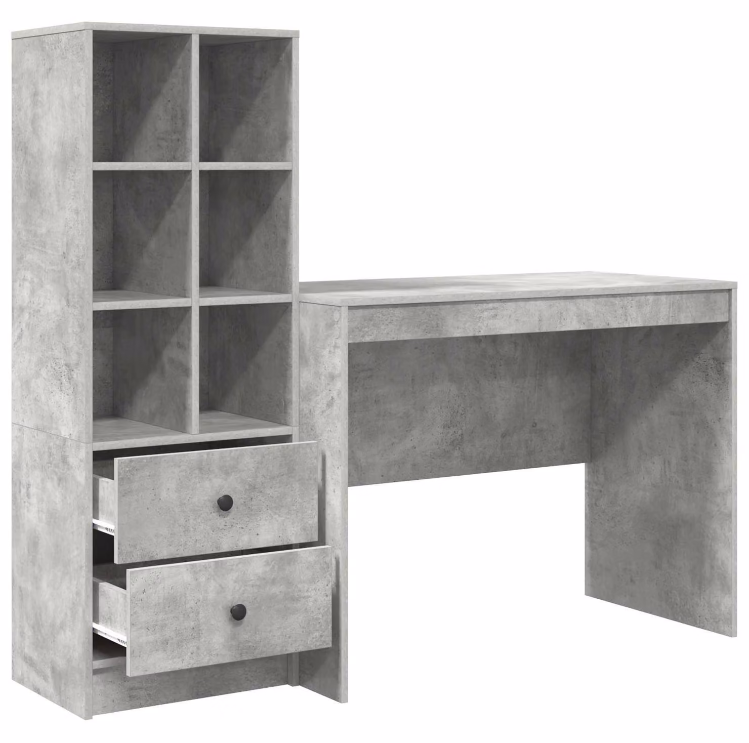 Scrivania con cassetto 2 pcs Grigio cemento
