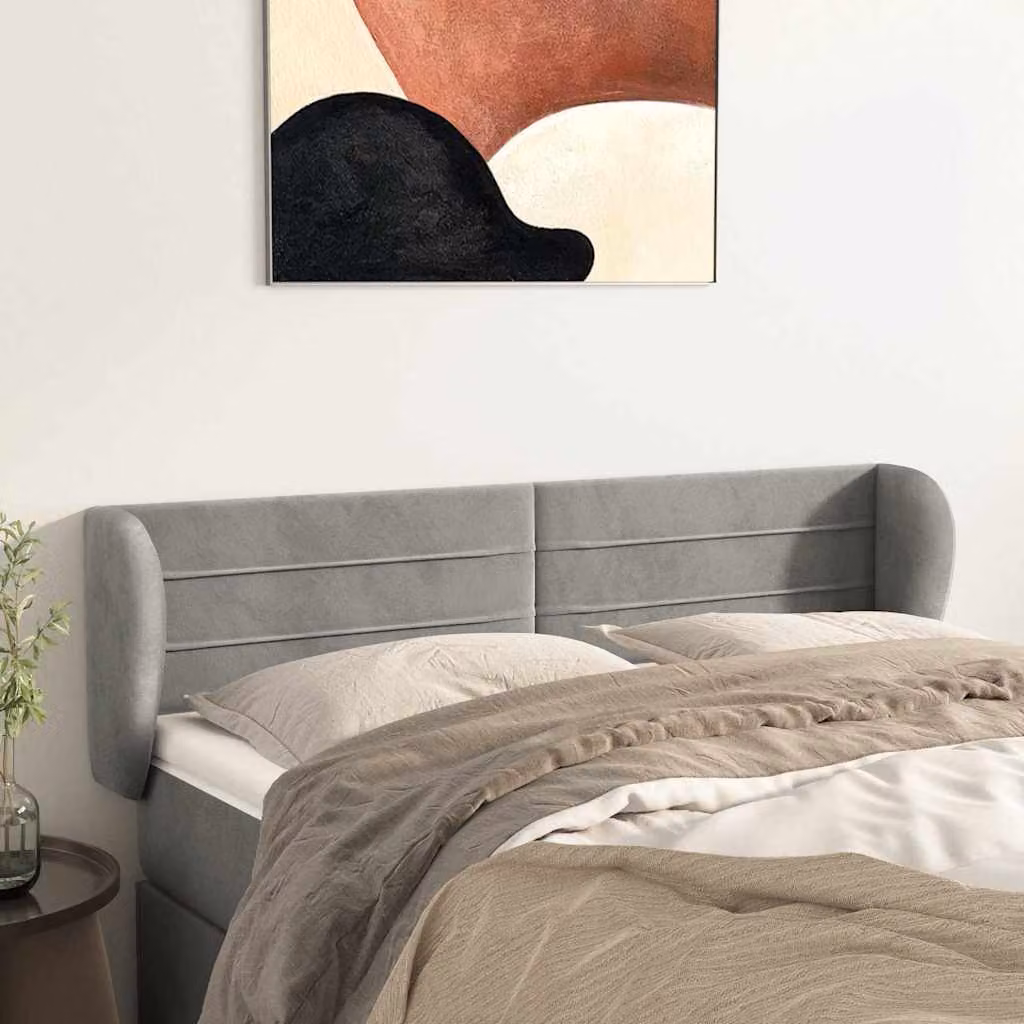 Testiera ad orecchio vidaXL in velluto grigio chiaro L: 147 cm, P: 23 cm, H: 78/88 cm