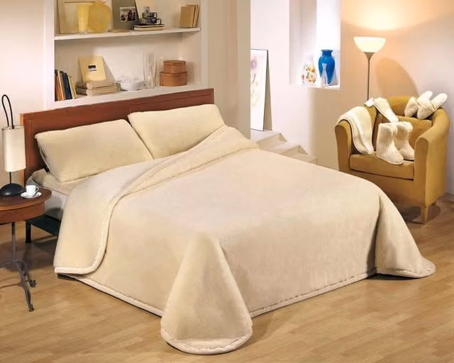 Coperta singola Cober Basic in pura lana merino beige, 800g, L: 160 cm, P: 230 cm