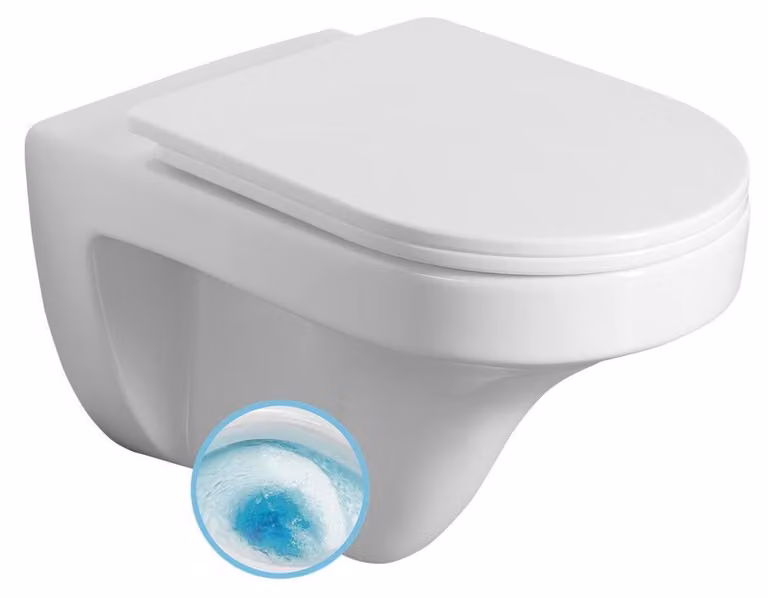 WC sospeso DENICA, senza brida, 36x52 cm, bianco