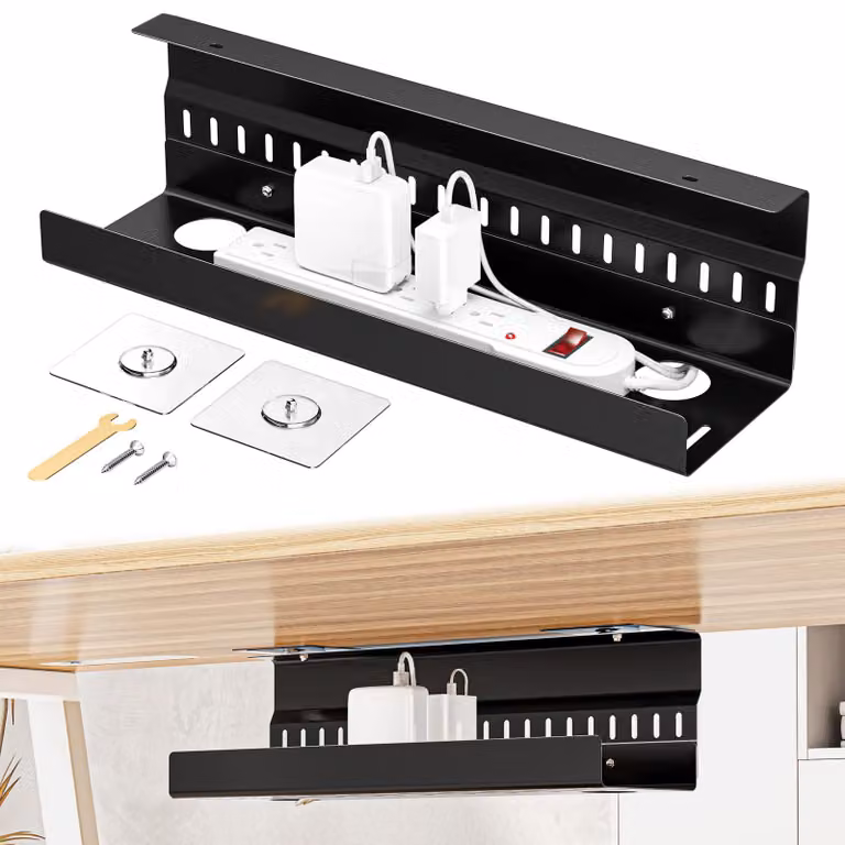Organizzatore di cavi per scrivania, supporto per cavi per l'ufficio domestico, colore nero