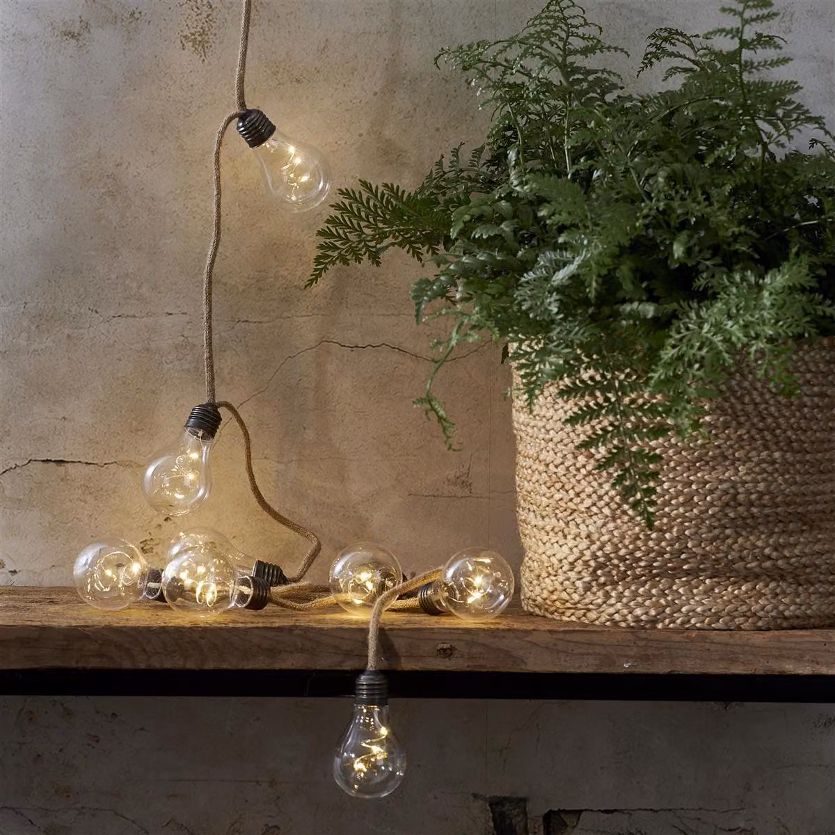 Ghirlanda luminosa a LED Star Trading "Jutta", 10 luci, corda di iuta