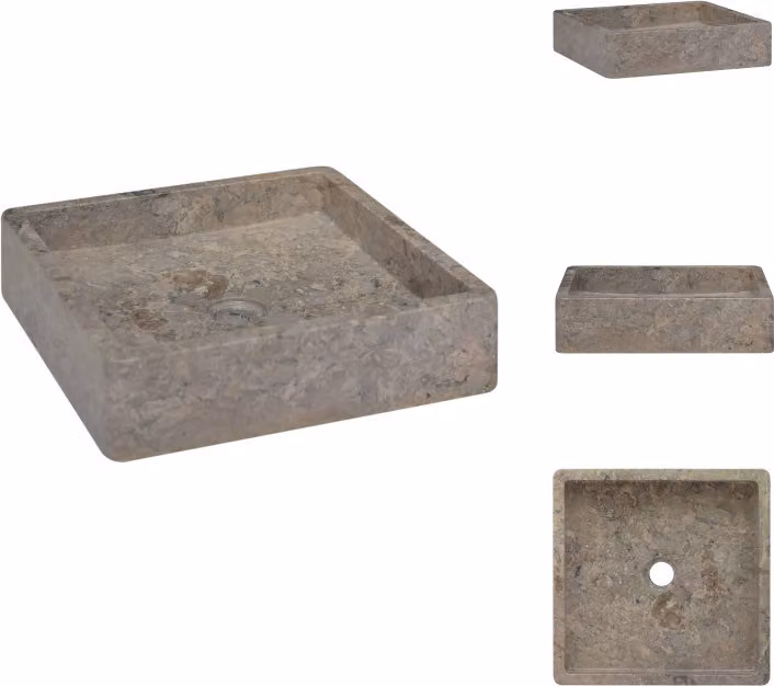 vidaXL Lavabo grigio 40x40x10 cm in marmo - Lavabo da bagno