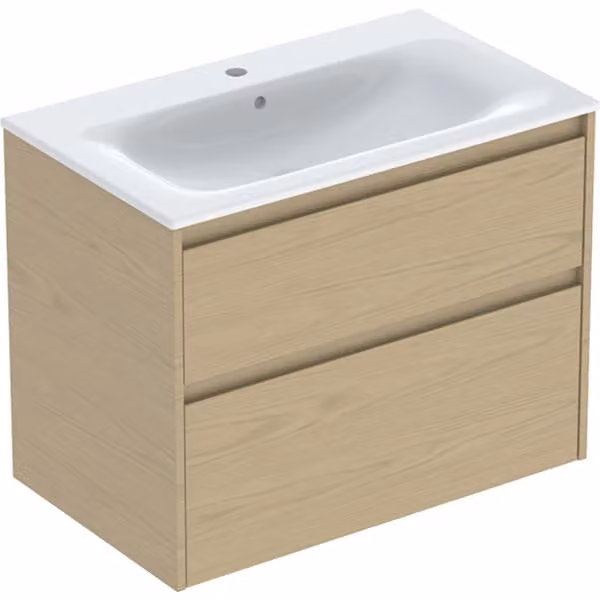 Geberit Renova Plan Ensemble lavabo pour meuble bord étroit, avec meuble sous lavabo, 2 tiroirs, 80x62,1x48cm, 504.040.PS.8, 504.040.PS.8