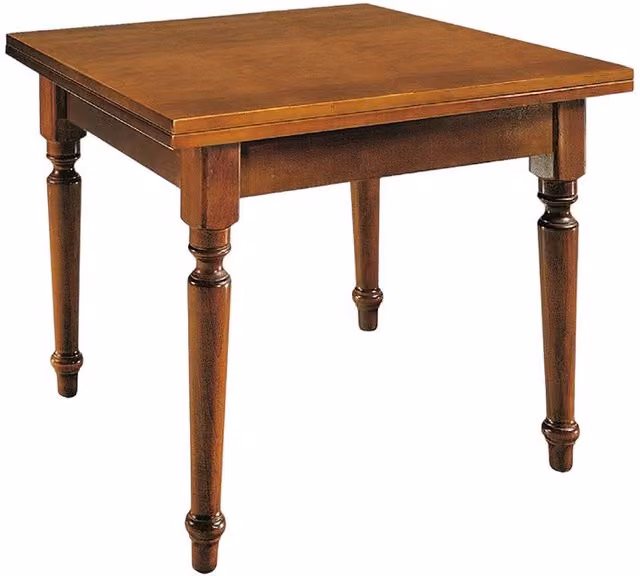 Tavolo da pranzo allungabile a libro in legno di noce e pino con gambe tornite Mobili 2G L/P: 100 x 100 cm Colore marrone