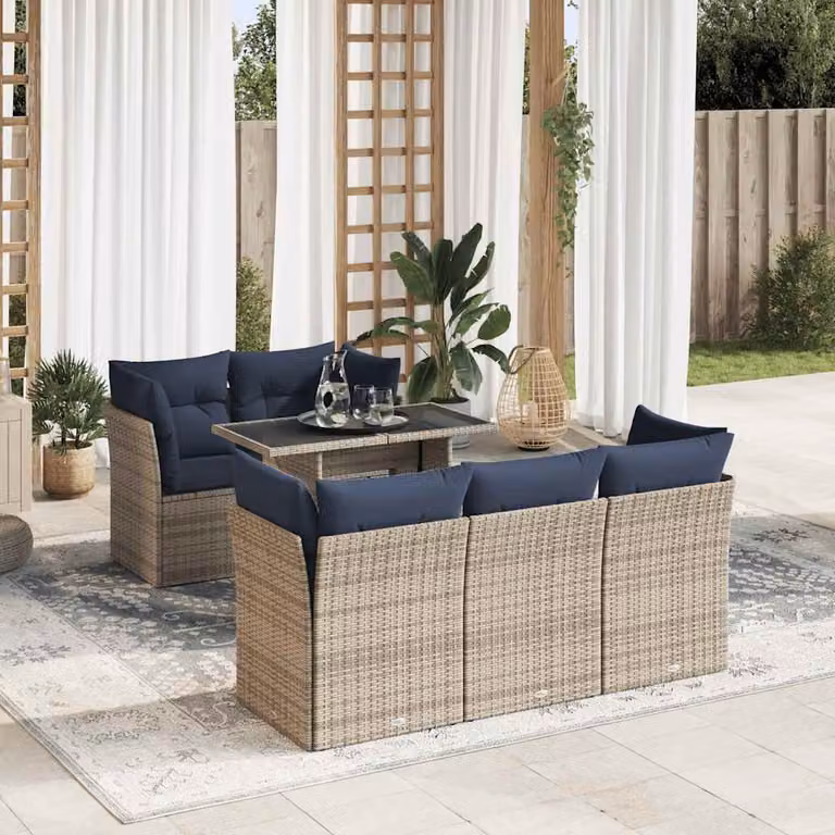 Maison Exclusive - Set Divano da Giardino 6pz con Cuscini Grigio Polyrattan Acacia