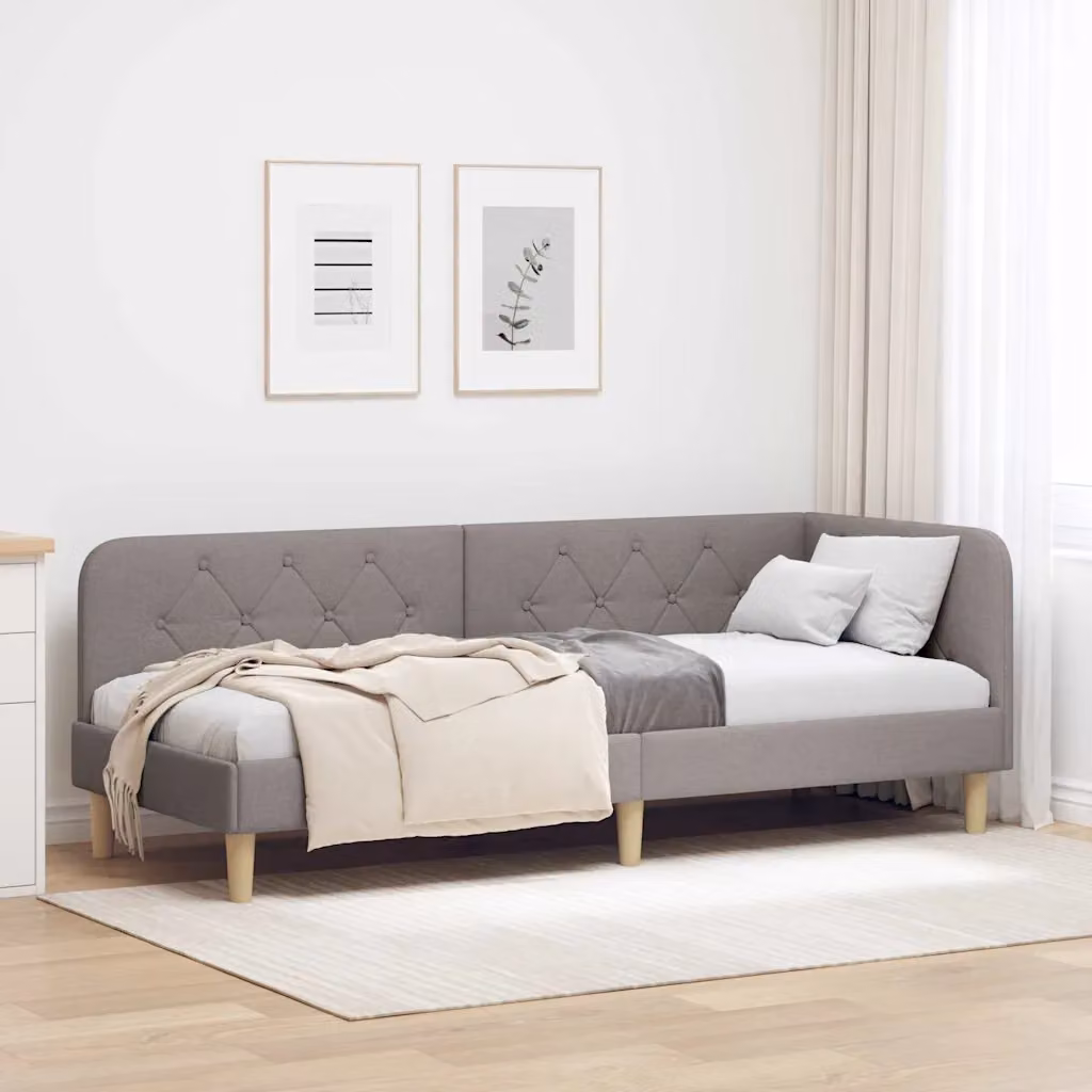 Cornice del letto ad angolo Talpa vidaXL in tessuto beige o grigio, L 80 x P 200 cm – 1