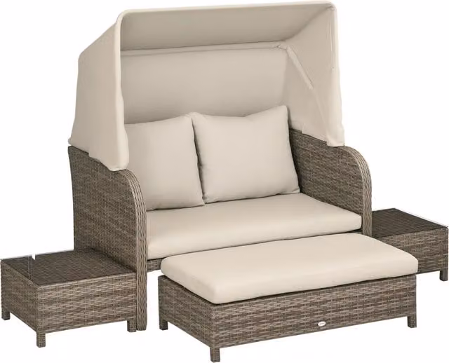 Set divano da giardino 4 pezzi ¨C zephmum ¨C beige e marrone