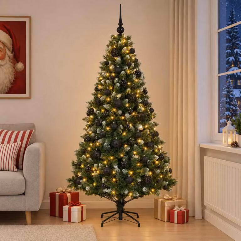 vidaXL Albero di Natale Artificiale con Palline 180 cm 300 LED