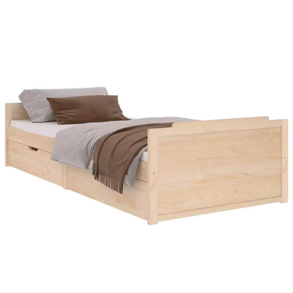 vidaXL Giroletto con Cassetti in Legno Massello di Pino, Colore Marrone e Beige, L/P/H: 200 x 90 x 300 cm – 2
