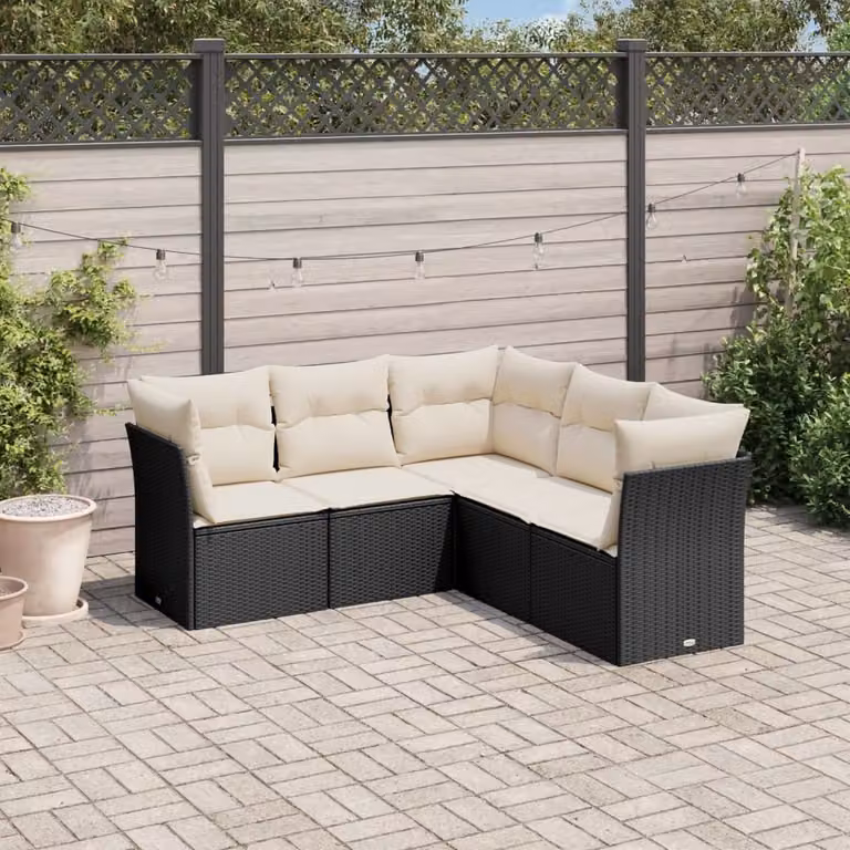 Maison Exclusive - Set Divani da Giardino 5 pz con Cuscini in Polyrattan Nero